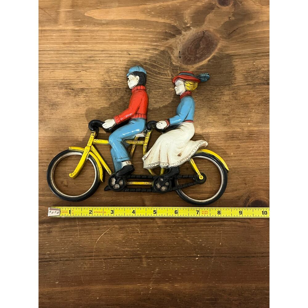 Vintage 1975 Homco #7357 Victorian Couple Tandem Bicycle Wall Plaque - Picture 5 of 6